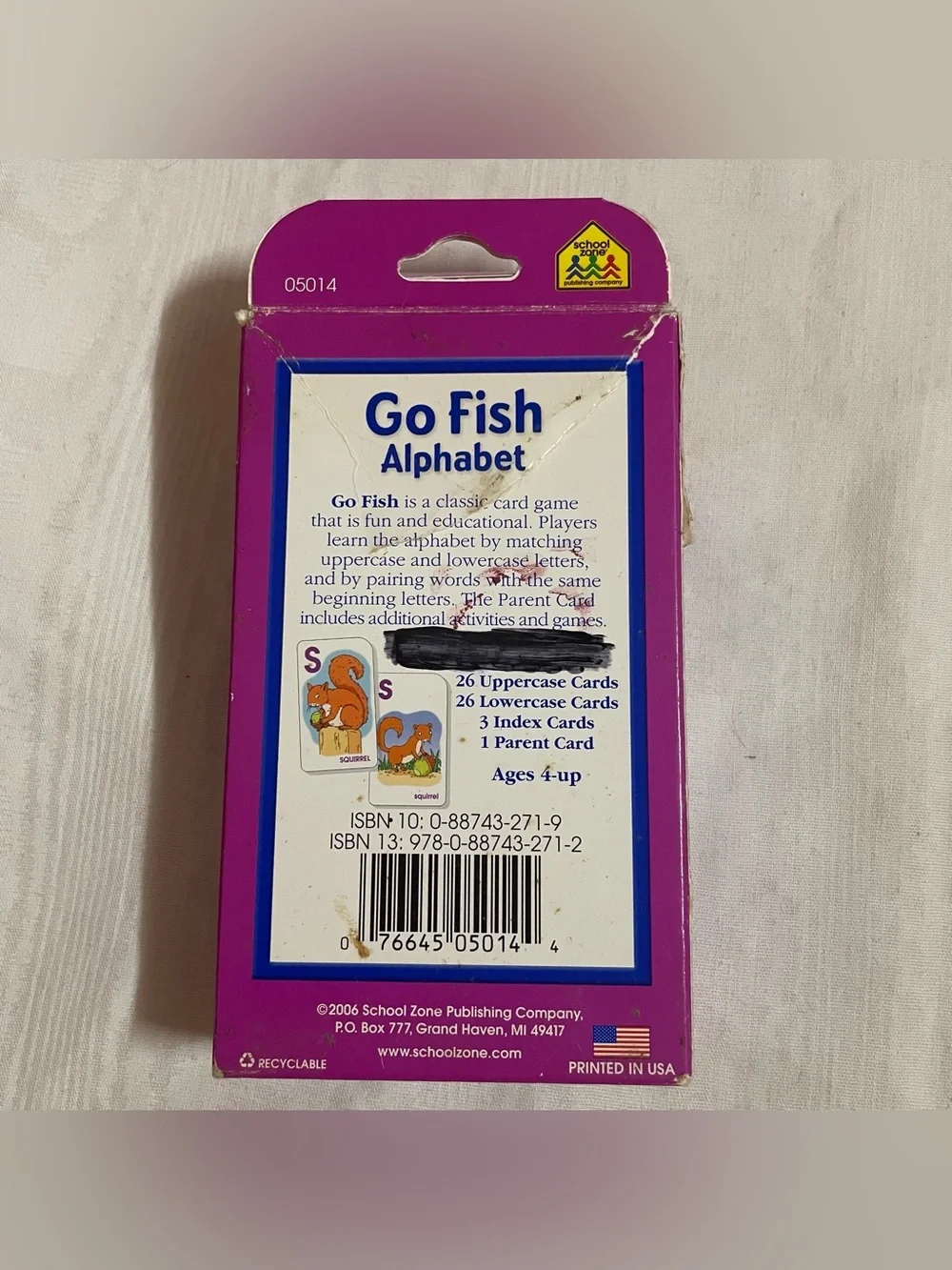 School Zone Go Fish Animal Alphabet Card Game 2006
